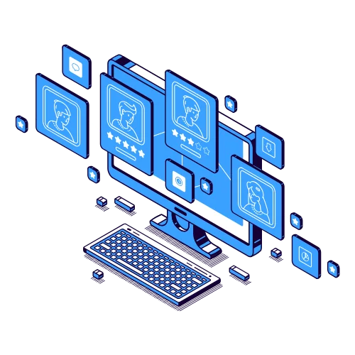 Grafik Computerbildschirme und Tastatur